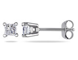 1/2 Carat (ctw) Princess Cut Diamond Solitaire Stud Earrings in 14K White Gold
